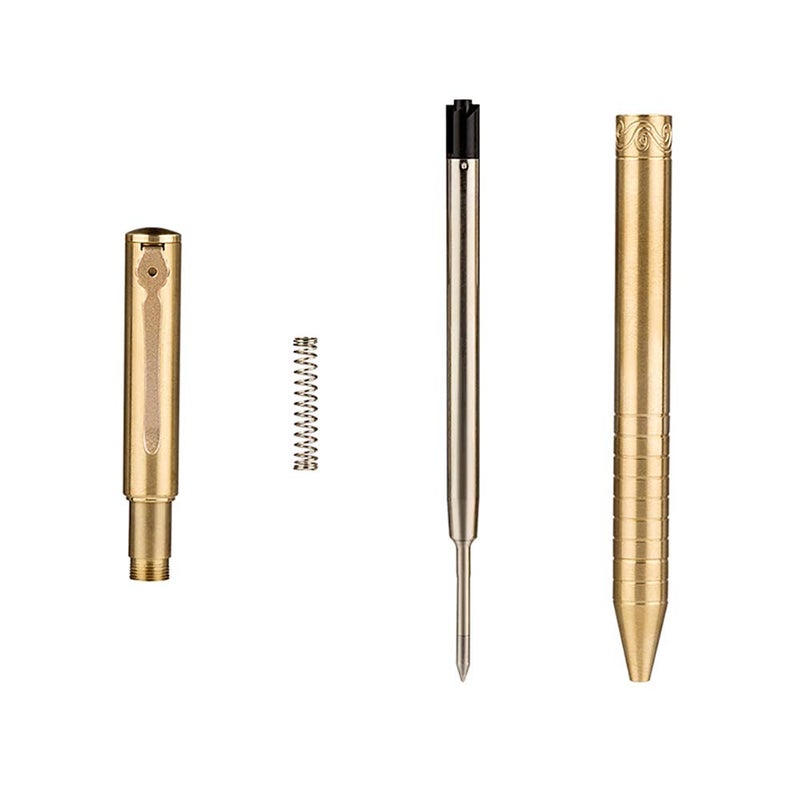EKLOEN Twist Retractable Refill Solid Brass Pen, EDC Pocket Signature Pen with Clip - Image 2
